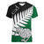 Aotearoa New Zealand Women V Neck T Shirt Silver Fern Kiwi Bird and NZ Map with Maori Tribal Green Style LT03 Female Green - Polynesian Pride