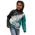 Aotearoa New Zealand Kid Hoodie Silver Fern Kiwi Bird and NZ Map with Maori Tribal Turquoise Style LT03 - Polynesian Pride