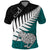 Aotearoa New Zealand Polo Shirt Silver Fern Kiwi Bird and NZ Map with Maori Tribal Turquoise Style LT03 Turquoise - Polynesian Pride