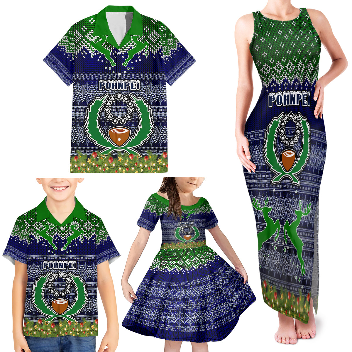 pohnpei-state-christmas-family-matching-tank-maxi-dress-and-hawaiian-shirt-coat-of-arms-beautiful-merry-xmas-snowflake