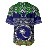Personalised Chuuk State Christmas Baseball Jersey Coat of Arms Beautiful Merry Xmas Snowflake LT03 - Polynesian Pride