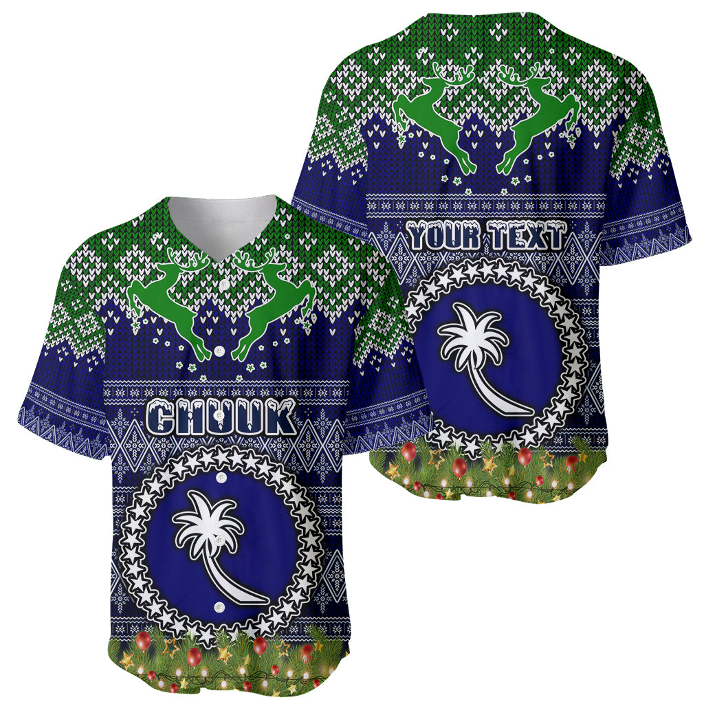 Personalised Chuuk State Christmas Baseball Jersey Coat of Arms Beautiful Merry Xmas Snowflake LT03 - Polynesian Pride