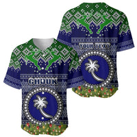 Personalised Chuuk State Christmas Baseball Jersey Coat of Arms Beautiful Merry Xmas Snowflake LT03 - Polynesian Pride