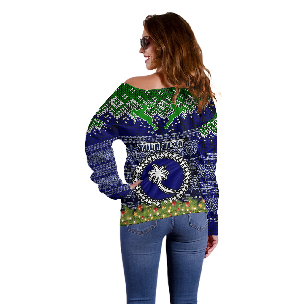 Personalised Chuuk State Christmas Off Shoulder Sweater Coat of Arms Beautiful Merry Xmas Snowflake LT03 - Polynesian Pride