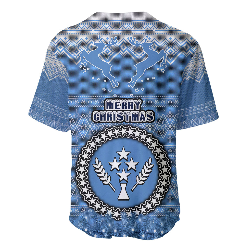 Kosrae Christmas Baseball Jersey Coat of Arms Beautiful Merry Xmas Snowflake LT03 - Polynesian Pride