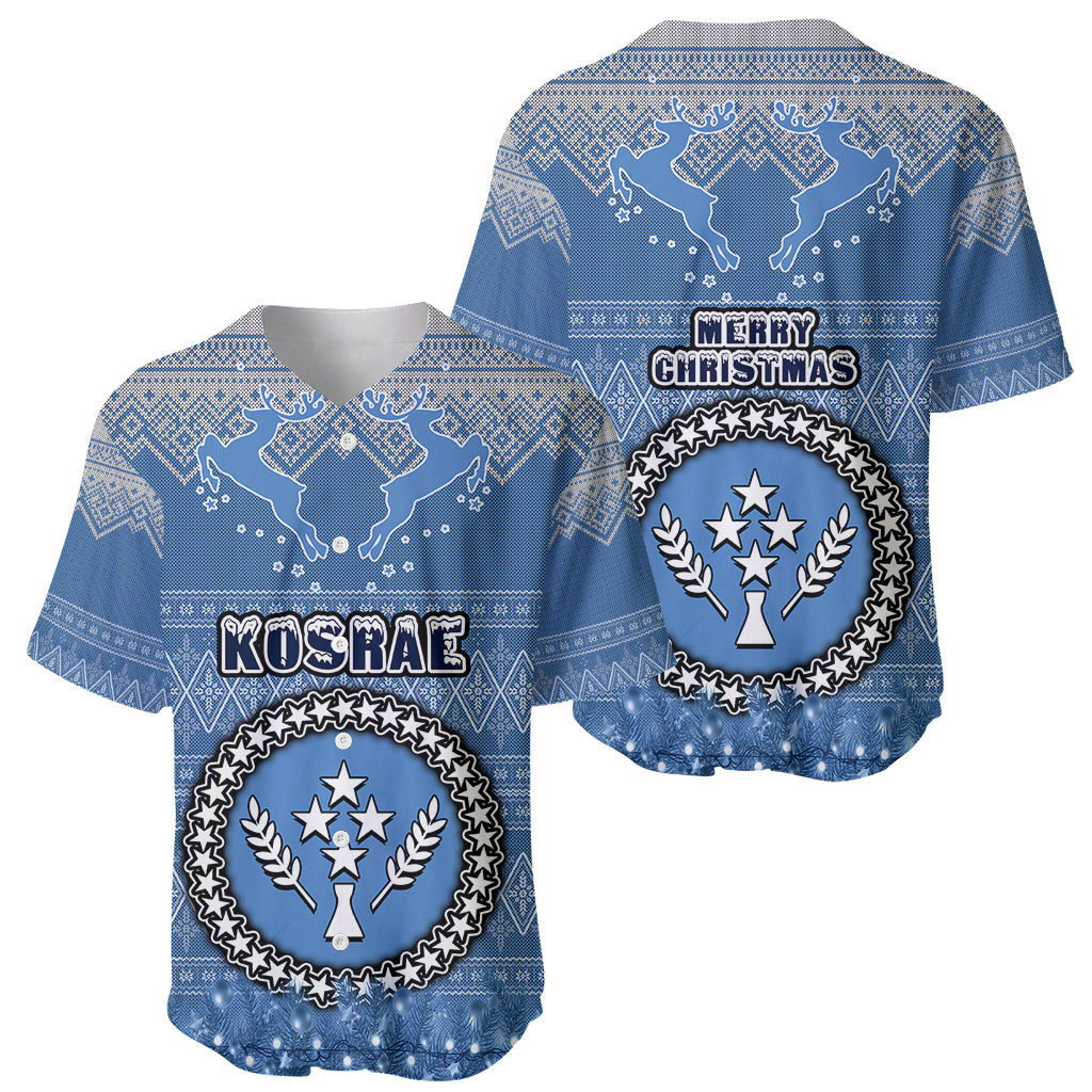 Kosrae Christmas Baseball Jersey Coat of Arms Beautiful Merry Xmas Snowflake LT03 - Polynesian Pride
