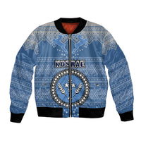 Kosrae Christmas Bomber Jacket Coat of Arms Beautiful Merry Xmas Snowflake LT03 Unisex Blue - Polynesian Pride