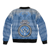 Kosrae Christmas Bomber Jacket Coat of Arms Beautiful Merry Xmas Snowflake LT03 - Polynesian Pride