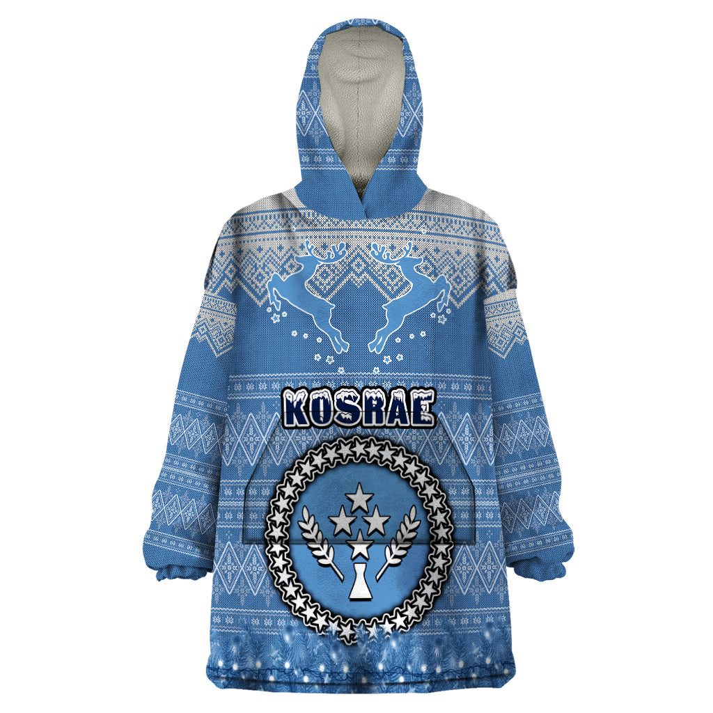 Kosrae Christmas Wearable Blanket Hoodie Coat of Arms Beautiful Merry Xmas Snowflake LT03 One Size Blue - Polynesian Pride