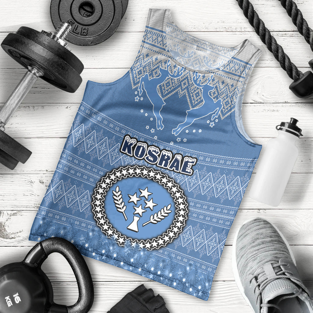 Personalised Kosrae Christmas Men Tank Top Coat of Arms Beautiful Merry Xmas Snowflake LT03 Blue - Polynesian Pride