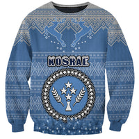 Personalised Kosrae Christmas Sweatshirt Coat of Arms Beautiful Merry Xmas Snowflake LT03 Unisex Blue - Polynesian Pride