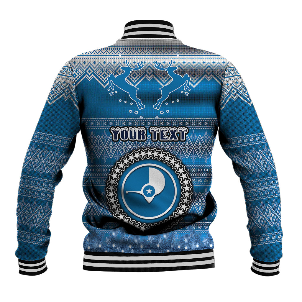 Personalised Yap Christmas Baseball Jacket Coat of Arms Beautiful Merry Xmas Snowflake LT03 - Polynesian Pride
