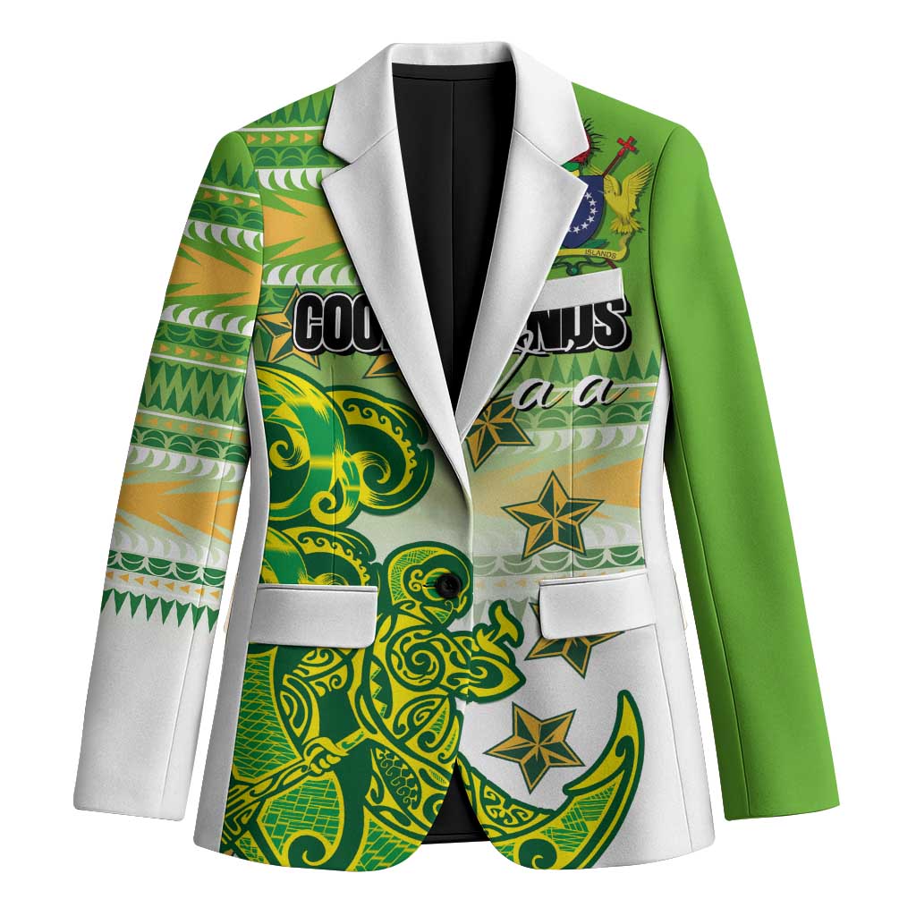Personalised Cook Islands Va'a Race Blazer Te Tatau Tattoos Sporty Style Green-White Color LT03 Unisex Green - Polynesian Pride