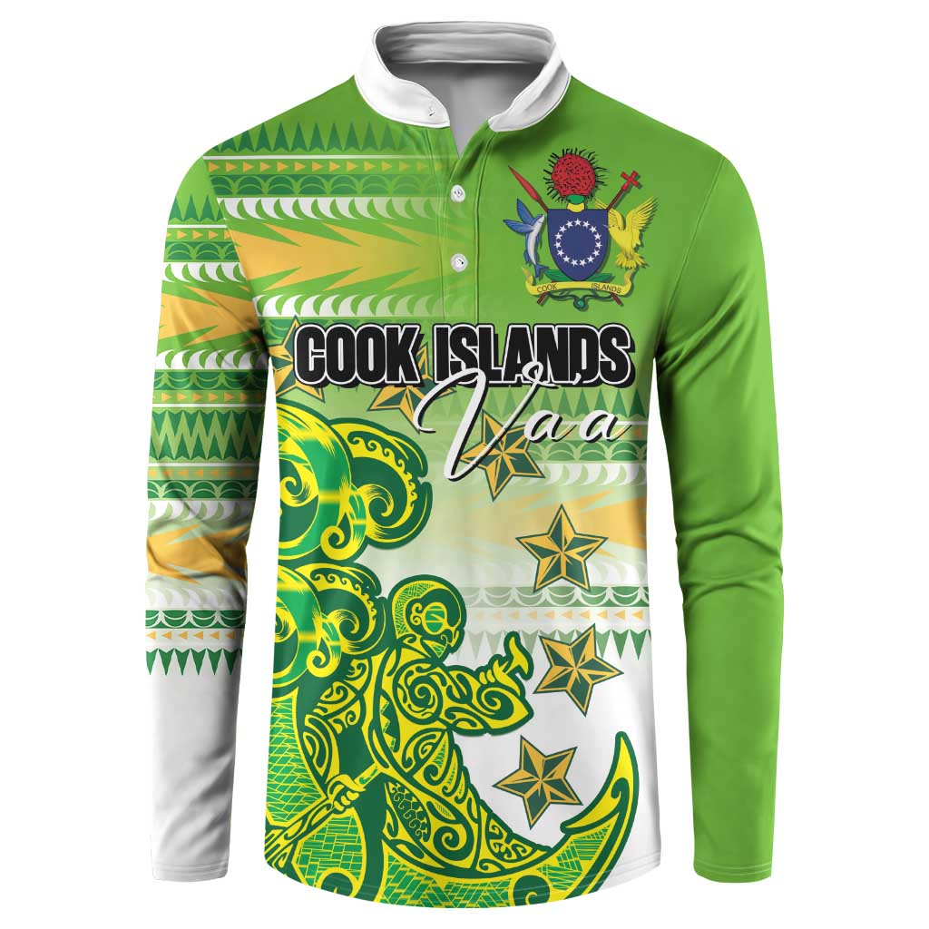 Personalised Cook Islands Va'a Race Button Sweatshirt Te Tatau Tattoos Sporty Style Green-White Color LT03 Green - Polynesian Pride