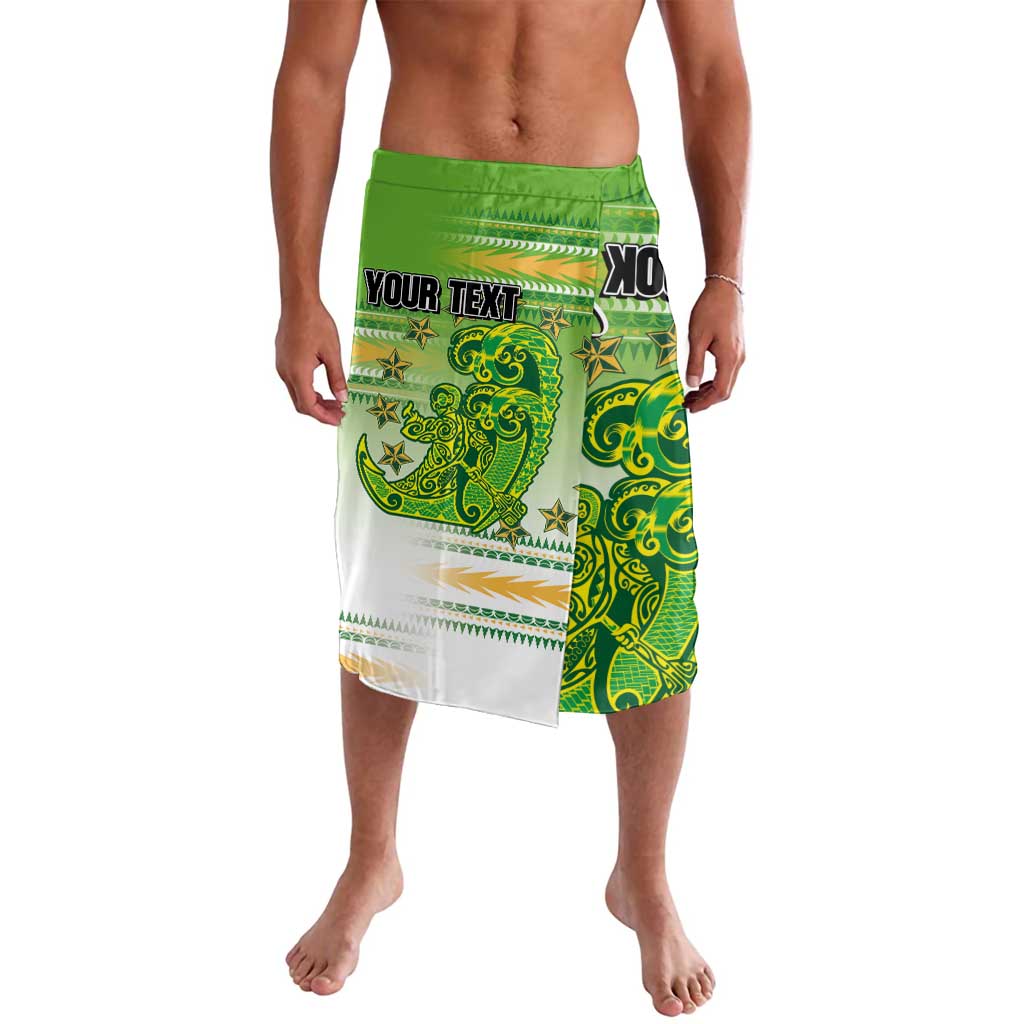 Personalised Cook Islands Va'a Race Lavalava Te Tatau Tattoos Sporty Style Green-White Color LT03 Green - Polynesian Pride