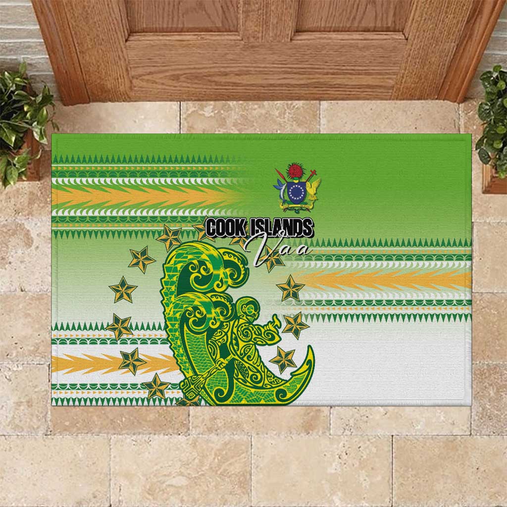 Cook Islands Va'a Race Rubber Doormat Te Tatau Tattoos Sporty Style Green-White Color LT03 Green - Polynesian Pride