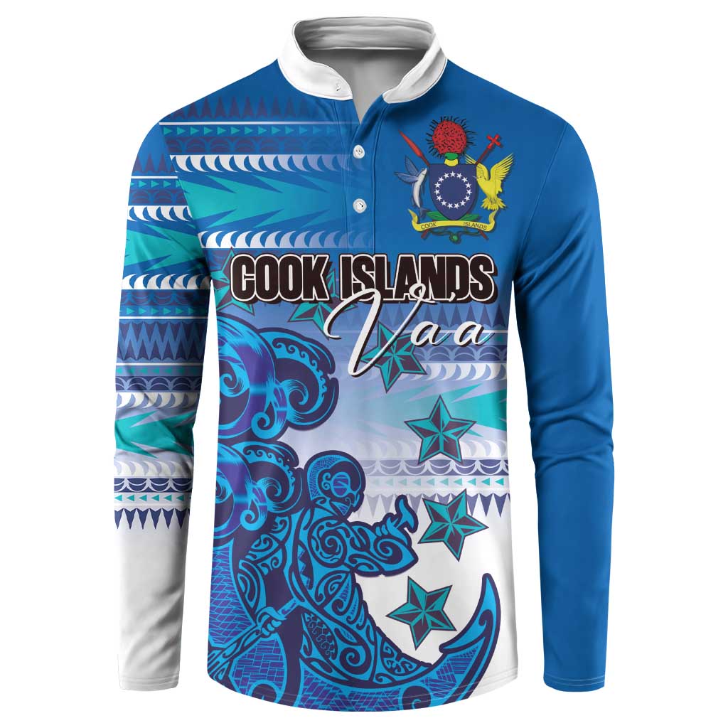 Personalised Cook Islands Va'a Race Button Sweatshirt Te Tatau Tattoos Sporty Style Light Blue Color LT03 Blue - Polynesian Pride