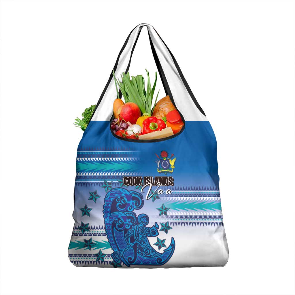 Cook Islands Va'a Race Grocery Bag Te Tatau Tattoos Sporty Style Light Blue Color LT03 1-pack One Size Blue - Polynesian Pride