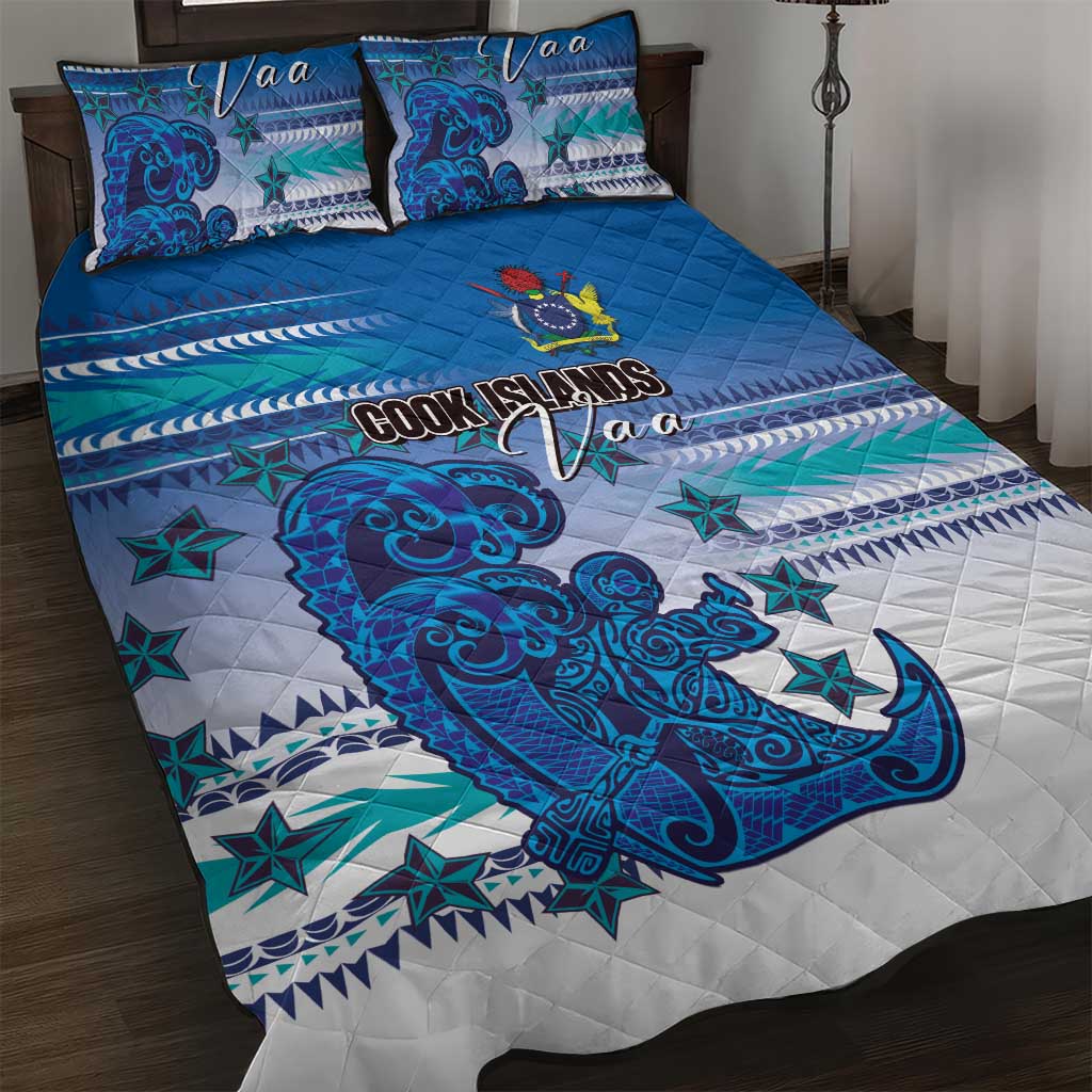 Cook Islands Va'a Race Quilt Bed Set Te Tatau Tattoos Sporty Style Light Blue Color LT03 Blue - Polynesian Pride