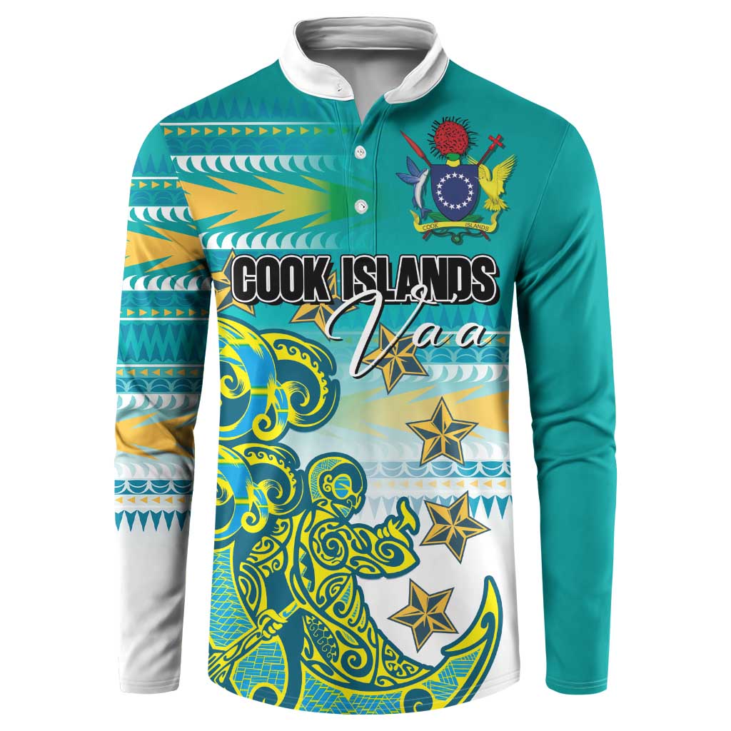 Personalised Cook Islands Va'a Race Button Sweatshirt Te Tatau Tattoos Sporty Style Turquoise Color LT03 Turquoise - Polynesian Pride