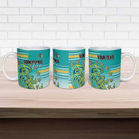 Personalised Cook Islands Va'a Race Ceramic Mug Te Tatau Tattoos Sporty Style Turquoise Color LT03 - Polynesian Pride