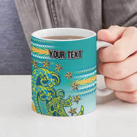 Personalised Cook Islands Va'a Race Ceramic Mug Te Tatau Tattoos Sporty Style Turquoise Color LT03 - Polynesian Pride