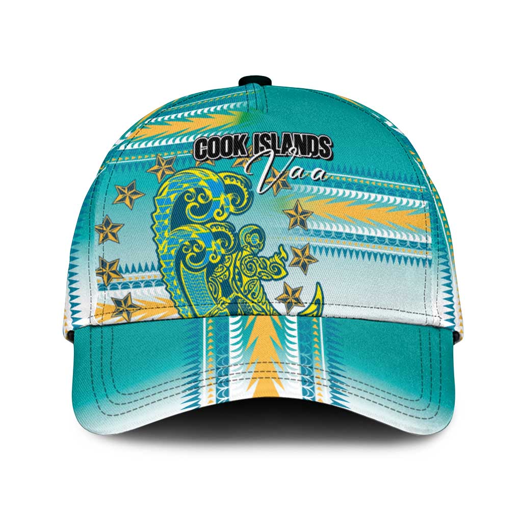 Cook Islands Va'a Race Classic Cap Te Tatau Tattoos Sporty Style Turquoise Color LT03 Universal Fit Turquoise - Polynesian Pride