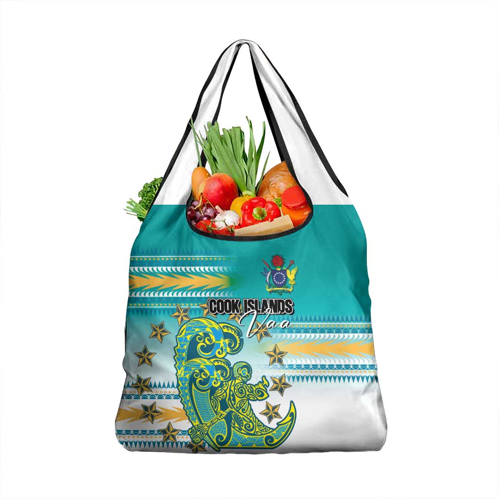 Cook Islands Va'a Race Grocery Bag Te Tatau Tattoos Sporty Style Turquoise Color LT03 1-pack One Size Turquoise - Polynesian Pride