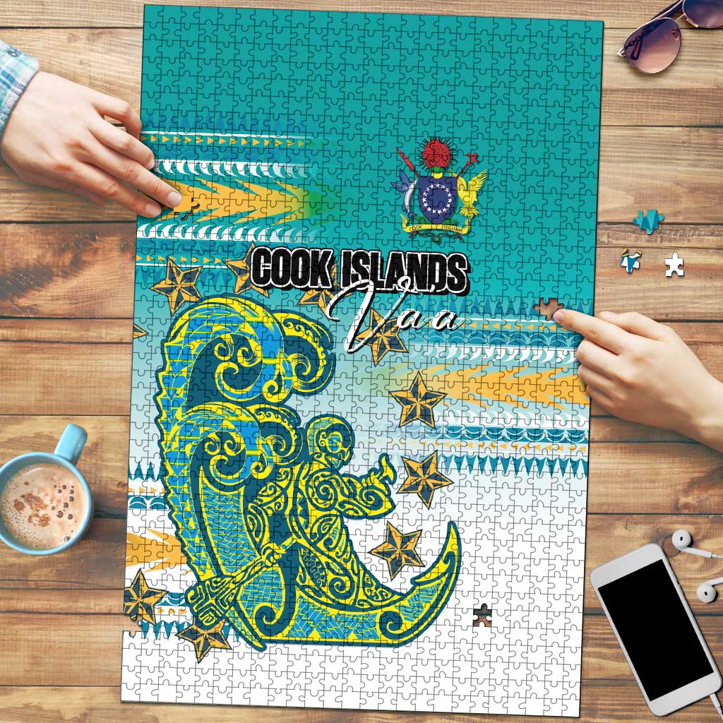 Cook Islands Va'a Race Puzzle Te Tatau Tattoos Sporty Style Turquoise Color LT03 Turquoise - Polynesian Pride