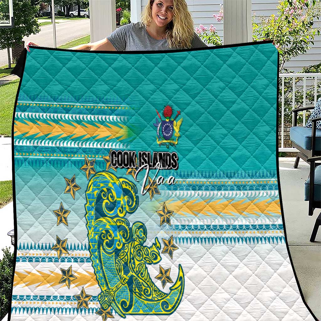 Cook Islands Va'a Race Quilt Te Tatau Tattoos Sporty Style Turquoise Color LT03 Turquoise - Polynesian Pride