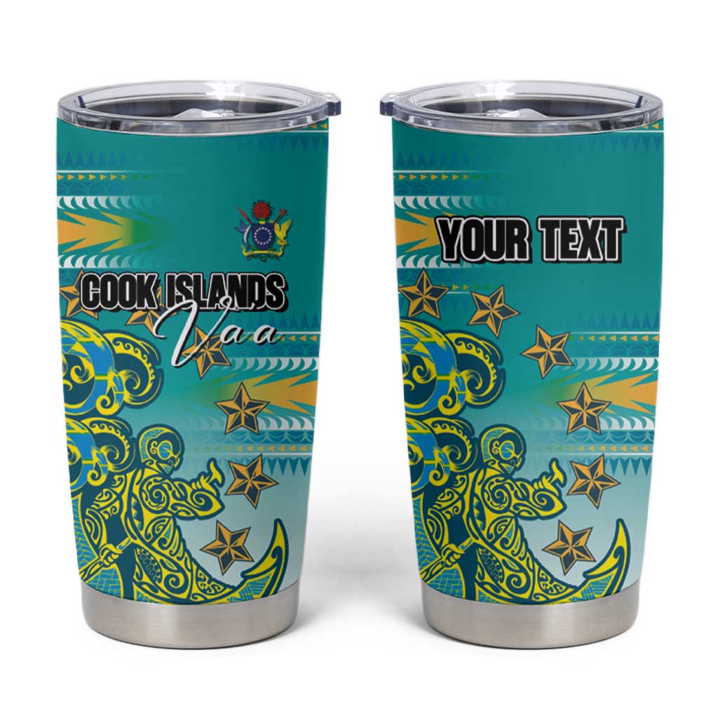 Personalised Cook Islands Va'a Race Tumbler Cup Te Tatau Tattoos Sporty Style Turquoise Color LT03 Turquoise - Polynesian Pride