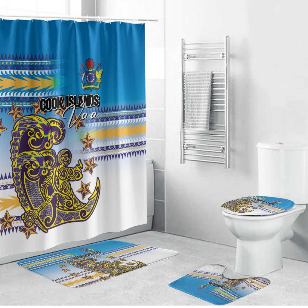 Cook Islands Va'a Race Bathroom Set Te Tatau Tattoos Sporty Style Glory Blue Color LT03 Bathroom Set (4 pcs) Blue - Polynesian Pride