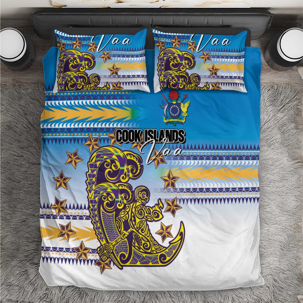 Cook Islands Va'a Race Bedding Set Te Tatau Tattoos Sporty Style Glory Blue Color LT03 Blue - Polynesian Pride