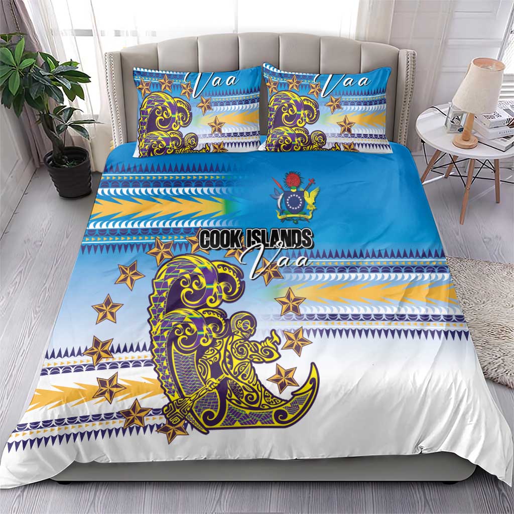 Cook Islands Va'a Race Bedding Set Te Tatau Tattoos Sporty Style Glory Blue Color LT03 - Polynesian Pride