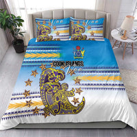 Cook Islands Va'a Race Bedding Set Te Tatau Tattoos Sporty Style Glory Blue Color LT03 - Polynesian Pride