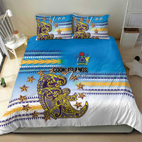 Cook Islands Va'a Race Bedding Set Te Tatau Tattoos Sporty Style Glory Blue Color LT03 - Polynesian Pride