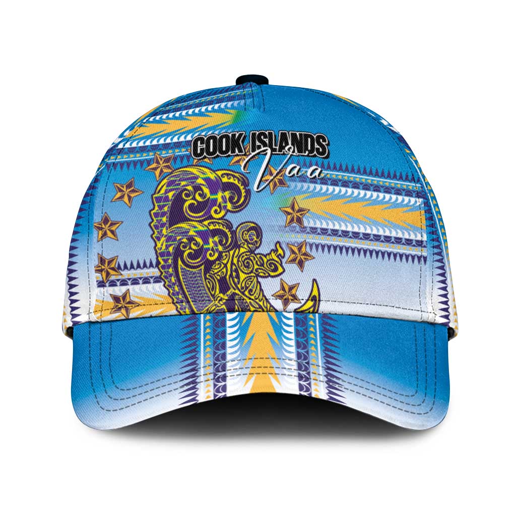 Cook Islands Va'a Race Classic Cap Te Tatau Tattoos Sporty Style Glory Blue Color LT03 Universal Fit Blue - Polynesian Pride