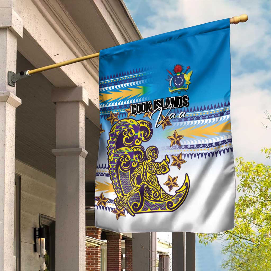 Cook Islands Va'a Race Garden Flag Te Tatau Tattoos Sporty Style Glory Blue Color LT03 House Flag Blue - Polynesian Pride