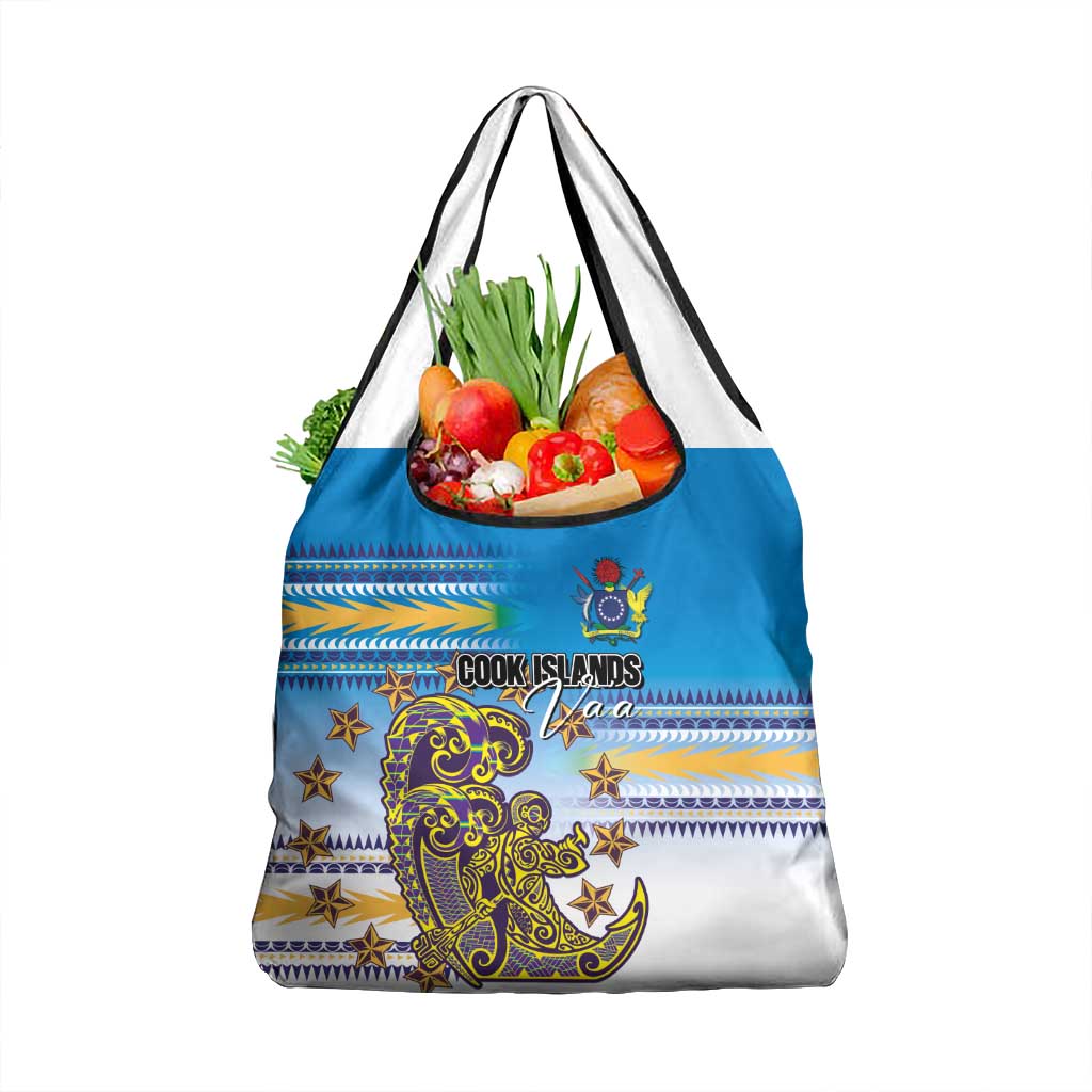 Cook Islands Va'a Race Grocery Bag Te Tatau Tattoos Sporty Style Glory Blue Color LT03 1-pack One Size Blue - Polynesian Pride
