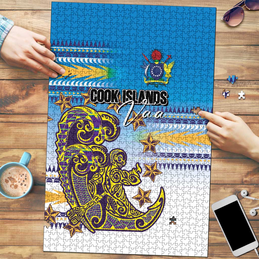Cook Islands Va'a Race Puzzle Te Tatau Tattoos Sporty Style Glory Blue Color LT03 Blue - Polynesian Pride