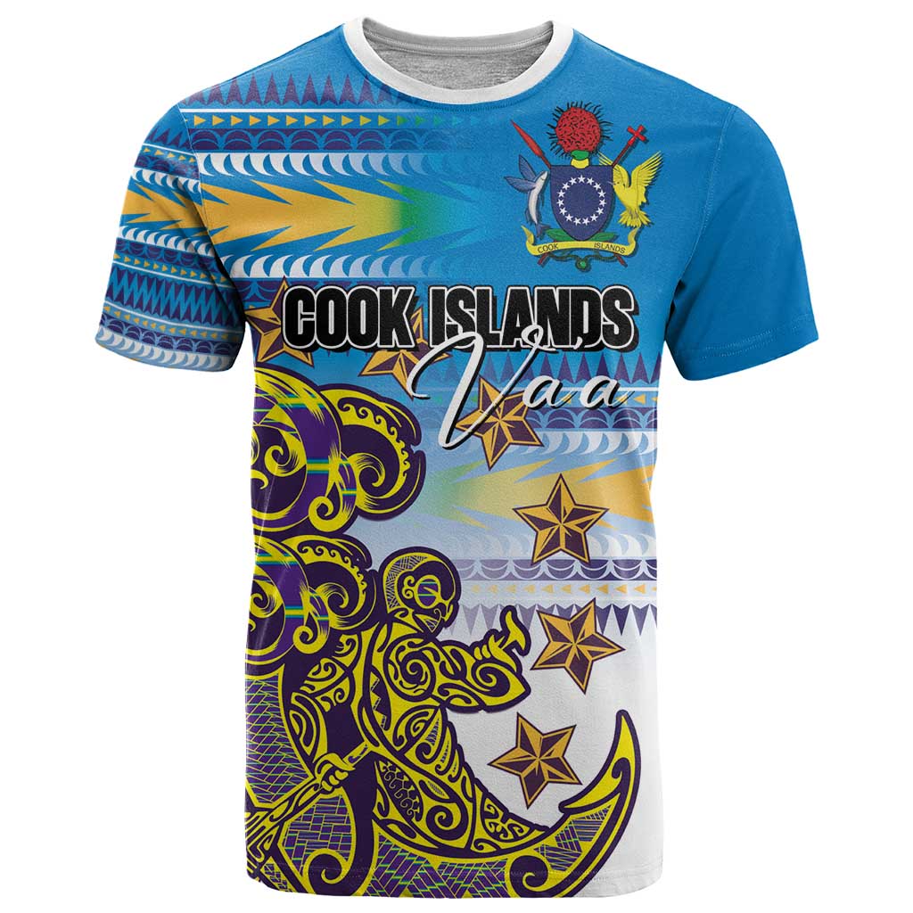 Personalised Cook Islands Va'a Race T Shirt Te Tatau Tattoos Sporty Style Glory Blue Color LT03 Blue - Polynesian Pride