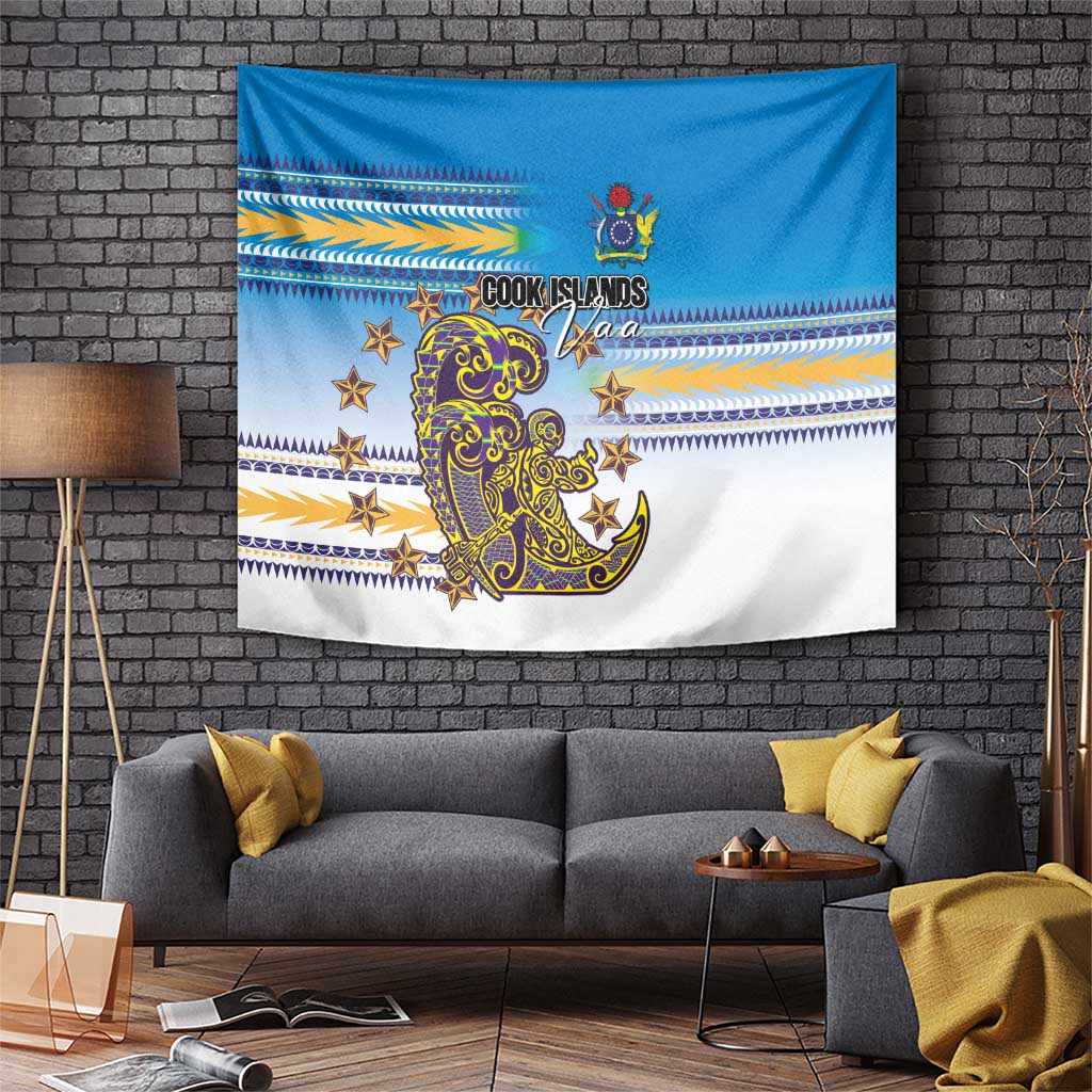 Cook Islands Va'a Race Tapestry Te Tatau Tattoos Sporty Style Glory Blue Color LT03 Blue - Polynesian Pride