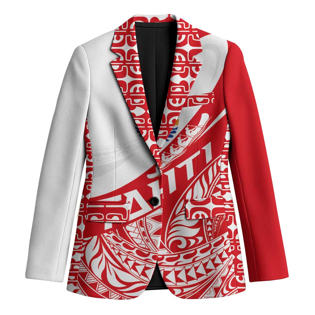 Personalised Tahiti Va'a Race Blazer Polynesian Tattoos Sporty Style LT03 Unisex Red - Polynesian Pride