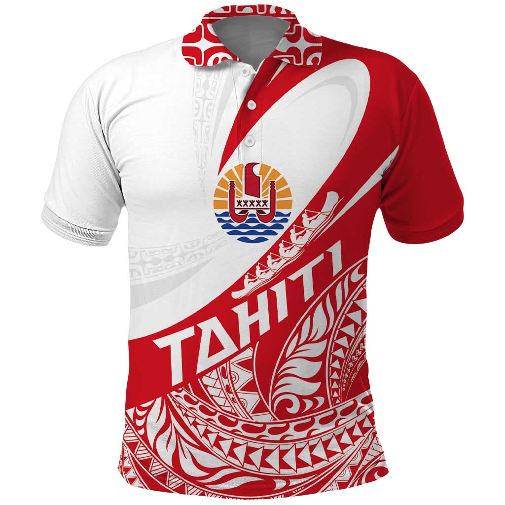 Personalised Tahiti Va'a Race Polo Shirt Polynesian Tattoos Sporty Style LT03 Red - Polynesian Pride