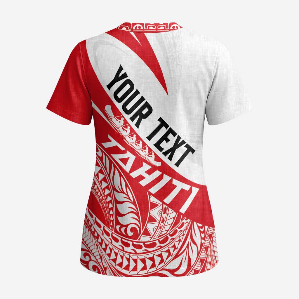 Personalised Tahiti Va'a Race Scrub Top Polynesian Tattoos Sporty Style LT03 - Polynesian Pride