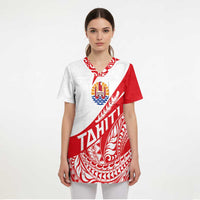 Personalised Tahiti Va'a Race Scrub Top Polynesian Tattoos Sporty Style LT03 - Polynesian Pride