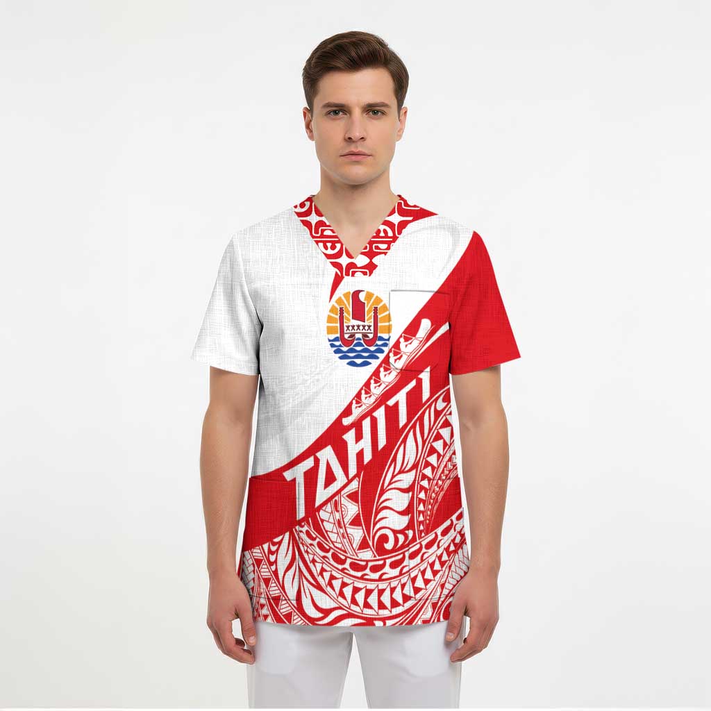 Personalised Tahiti Va'a Race Scrub Top Polynesian Tattoos Sporty Style LT03 - Polynesian Pride