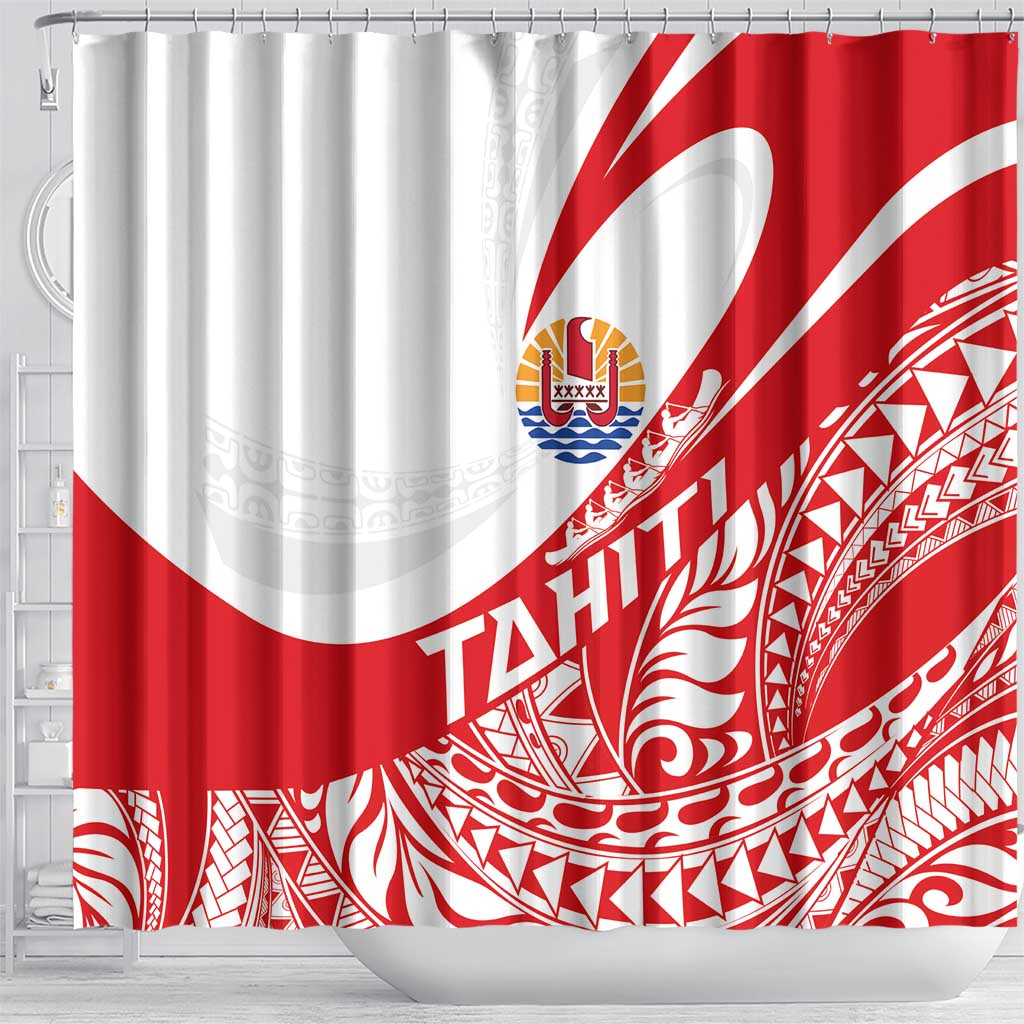 Tahiti Va'a Race Shower Curtain Polynesian Tattoos Sporty Style LT03 - Polynesian Pride
