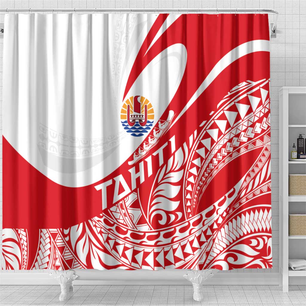 Tahiti Va'a Race Shower Curtain Polynesian Tattoos Sporty Style LT03 - Polynesian Pride