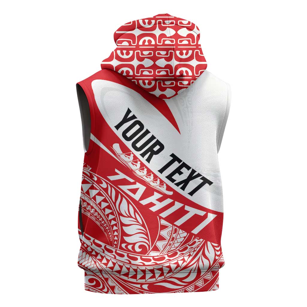Personalised Tahiti Va'a Race Sleeveless Hoodie Polynesian Tattoos Sporty Style LT03 - Polynesian Pride